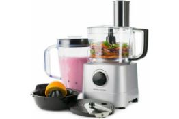 Andrew James Silver Large Food Processor with Blender Jug & 6 Chopping Blades Grater. The perfe...