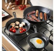 (AP136) 3pc Cast Iron Skillet Set Traditional cast iron construction, pre-seasoned with natura...