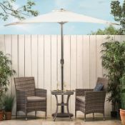 (AP87) Bistro Set made of Rattan | 2-seater armchair with glass top. POLYRATTAN ESSGRUPPE - th...
