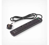 (AP105) 4 Socket Extension Lead & USB Neat 4 gang extension lead for home use Can be wall mou...