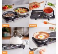 (AP170) Double Hot Plate Small, lightweight and easily portable, use the hot plate for cooking...