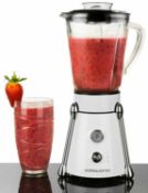 Andrew James WHITE Retro Style Premium Glass Jug Blender Smoothie Maker Ice Crush.