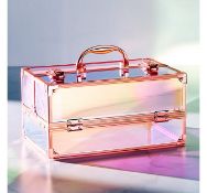 (AP97) Holographic Makeup Case Features four concertina compartments and one large open compar...