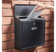(AP225) Black Post Box Lockable drawer with magnetic lid cover to prevent water seeping throug...