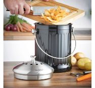 (AP187) Compost Bin & Filter 4.5 Litre waste capacity Airtight Seal Lid & Replacement Odour R...