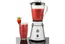 Andrew James WHITE Retro Style Premium Glass Jug Blender Smoothie Maker Ice Crush.