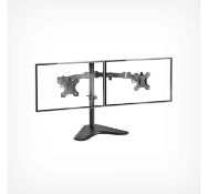 (AP126) Dual Arm Desk Mount with Stand Holds two 13-32” television or monitor screens up to ...
