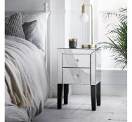 (AP198) Silver Mirrored Bedside Table Crafted from bevelled mirror glass with crystal handles ...