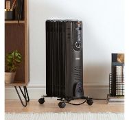 (AP104) 7 Fin 1500W Oil Filled Radiator - Black Equipped with 3 heat settings (600W/900W/1500W...