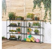 (AP175) 2 x 4 Tier Garden Shelving Unit Pack of 2 heavy duty 4 tier garden shelving units - id...