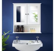 (AP174) Colonial White Mirrored Cabinet MDF with safety glass Water resistant & easy to clean...