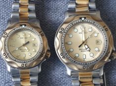 Pair Of Seiko Scuba Bi-Metal Watches, His And Hers