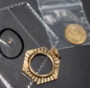 Small J.F.Kennedy Memorial Gold Coin And 9ct Gold Mount