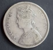 Queen Victoria Silver Rupee 1862