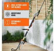 (LT51) 20V Max. Cordless Pole Hedge Trimmer 45cm dual-action laser cut blades operate a fast c...