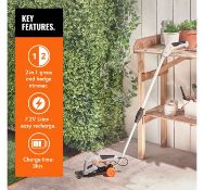 (ZF108) 7.2V 2 in 1 Trimmer 2 in 1 design lets you convert between handheld hedge trimmer and ...