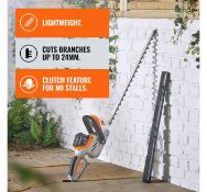 (LT66) 710W Rotatable Hedge Trimmer Strong, precision blades are 61cm long and effortlessly cu...