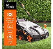 (LT4) 1800W 2 in 1 scarifier 38cm working width with 5 operational height depths -12/-9/-6/-3/...