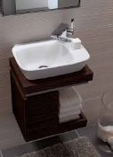 Keramag Geberit Silk Walnut Hand rinse Basin Vanity Unit with Storage. RRP £1,079.99.Comes c...