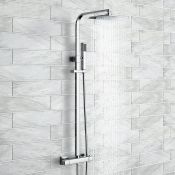 (KN128) Square Thermostatic Bar Mixer Shower Set Chrome Valve 7