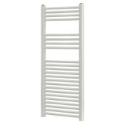 (QW117) 1200x450mm White Heated Towel Radiator. RRP £189.99.Made from low carbon steel Finish...