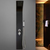 (KN8) Modern Black Column Bathroom Tub Waterfall Mixer Shower Panel With Body Jet. This Black S...