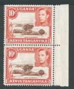 Kenya Uganda and Tanganyika 1941 10c Red-brown and orange, perf 14, vertical marginal pair
