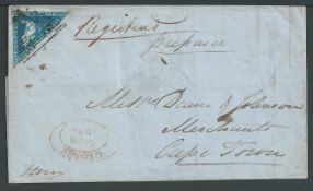 Cape of Good Hope 1854 (Sep. 26) Registered entire from George to Cape Town