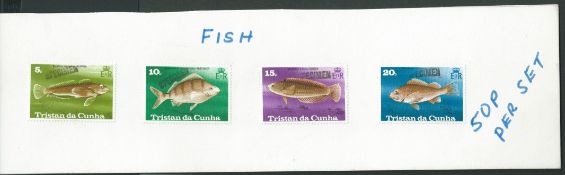 Tristan Da Cunha 1978 Fish set handstamped 