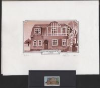 SWA / NAMIBIA 1981 Lüderitz Buildings set: original artwork in pen and ink, white and sepia, for 2