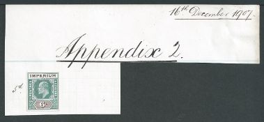 British Colonial 1907 De La Rue Imperforate 6d King Edward VII Imperium Essay