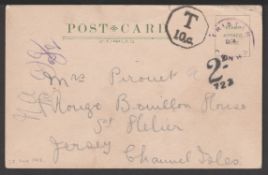 TRISTAN DA CUNHA 1912 (Dec. 28).Stampless postcard to Jersey, Channel Islands, written on the shi...