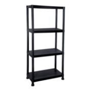 (SK212) 4 Tier Black Plastic Heavy Duty Shelving Racking Storage Unit The black plastic rack...