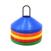 (SK197) 50x Multi Coloured Sports Training Markers Discs Cones w/ Stand This set of 50 train...