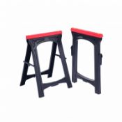 (SK142) 2x Heavy Duty Folding Plastic Saw Horse Trestle Stands 150kg Build and work confiden...