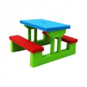 (SK138) Kids Childrens Picnic Bench Table Set Outdoor Parasol Furniture This colourful ...