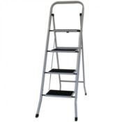 (SK110) Foldable 4 Step Ladder Stepladder Non Slip Tread Safety Steel The Foldable 4 Step La...