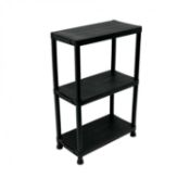 (SK167) 3 Tier Black Plastic Heavy Duty Shelving Racking Storage Unit The black plastic rack...
