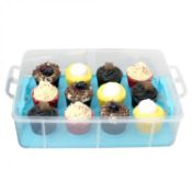 (SK6) Blue 3 Tier 36 Cupcake Plastic Carrier Holder Storage Container The cupcake carrier is...