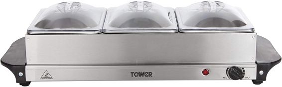(M62) Tower Three Tray Buffet Server and Plate Warmer with Adjustable Temperature Setting, LED ...