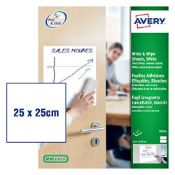 55 x avery 70704 write and wipe self-adhesive repositionable square sheets, 1 sign per sheet