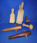 Group Treen Items Wooden Barrel Cask Spigot Taps, Butter Pats, Darning Mushrooms.