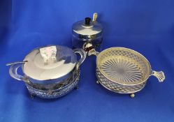 Group of three Vintage Silver Plate and Chrome Plate Jam and Bon Bon Containers.