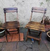 Pair Vintage Child's Folding Garden Chair, Lovely Rustic Style