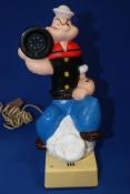 Very Rare Vintage KFS Inc. Popeye The Sailor Push Button Phone. Dated 1982.