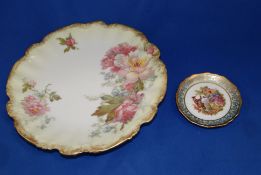 Limoges porcelain small miniature decorative plate and Larger Limoges Plate