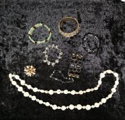 Mixed Lot of 8 vintage style braclets, Brooch and Knecklace.