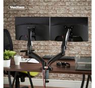 (TD46) Dual Arm Gas Mount With Clamp Ultra-flexible double arm monitor mount with built in c...
