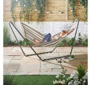 (TD62) Single Hammock with Black Frame The canvas is made from 100% breathable soft cotton St...