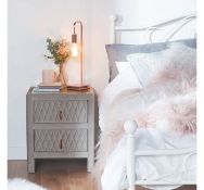 (TD25) Quilted Bedside Table Features two drawers and a glass surface for storage Part of a q...
